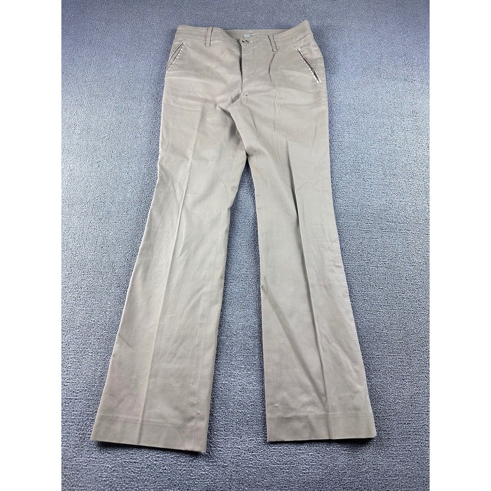 IENA Chino Pants‎ Women 38 Tan Flared Leg Cotton Japan Made Satin Trim Grunge
